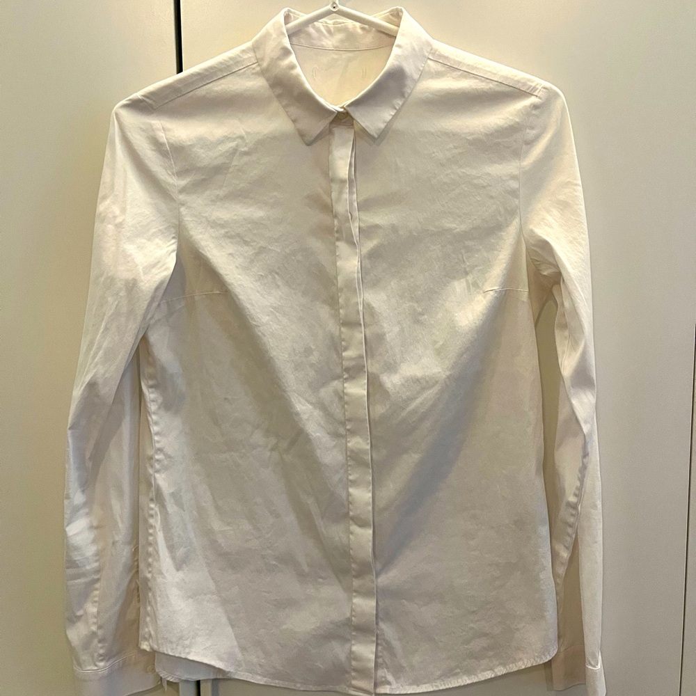 COS skinny collar white blouse